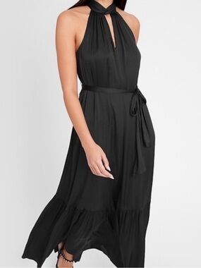 Black Satin Twisted Maxi Dress BR